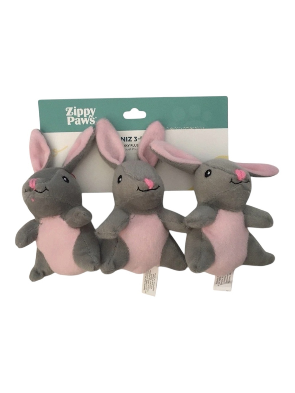 Zippy Paws Miniz Bunnies 3 Pack with Squeakers NWT